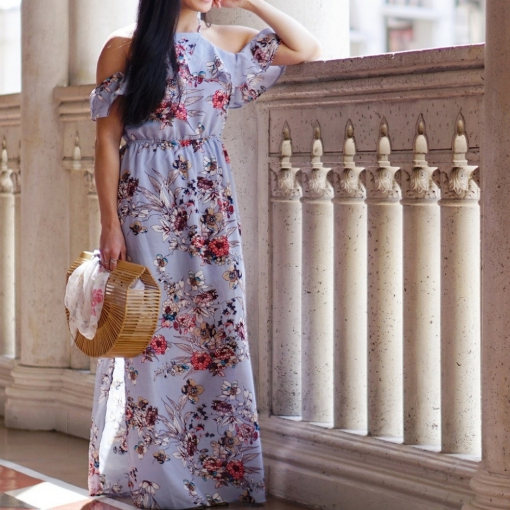 Blue floral maxi dress